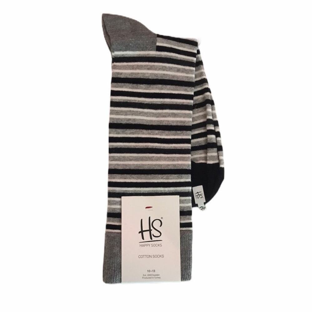 Happy Socks Gray Black White Stripe Shoe Size 8-12